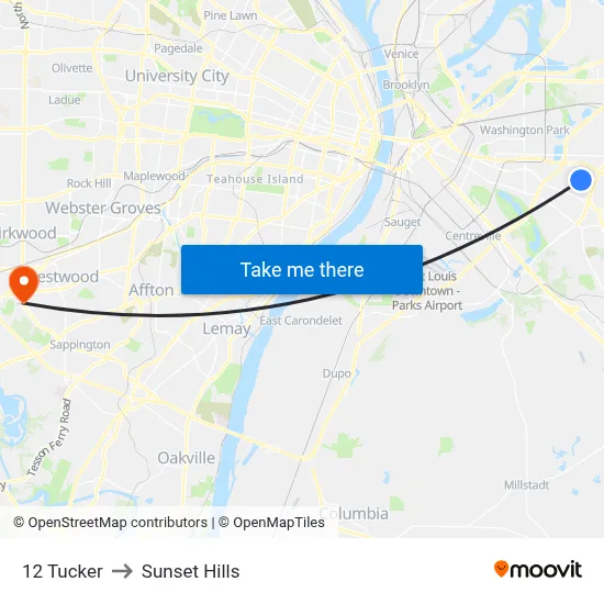 12 Tucker to Sunset Hills map