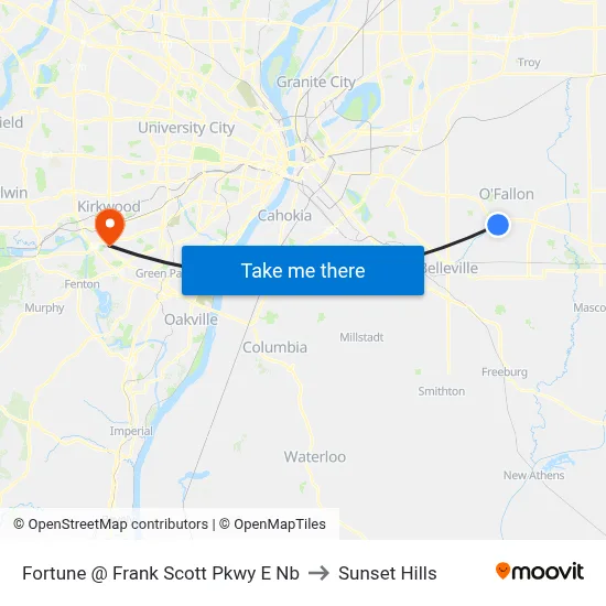 Fortune @ Frank Scott Pkwy E Nb to Sunset Hills map