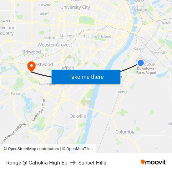 Range @ Cahokia High Eb to Sunset Hills map