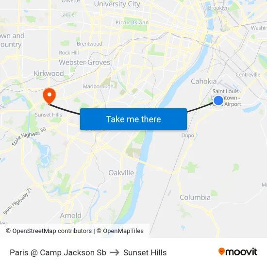 Paris @ Camp Jackson Sb to Sunset Hills map