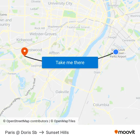 Paris @ Doris Sb to Sunset Hills map