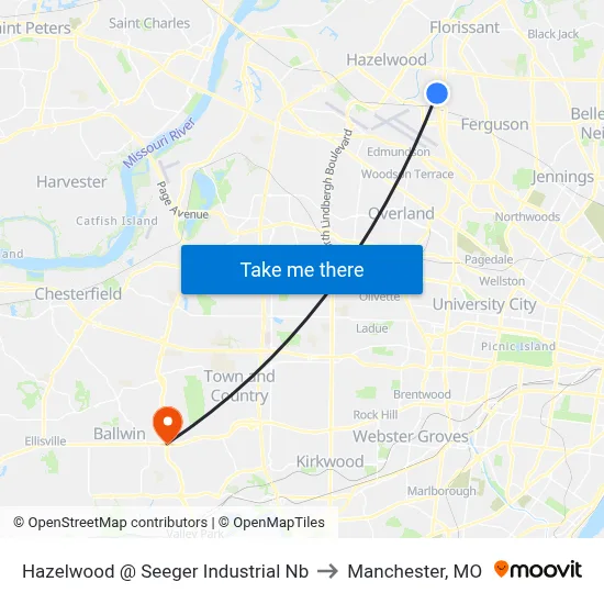 Hazelwood @ Seeger Industrial Nb to Manchester, MO map