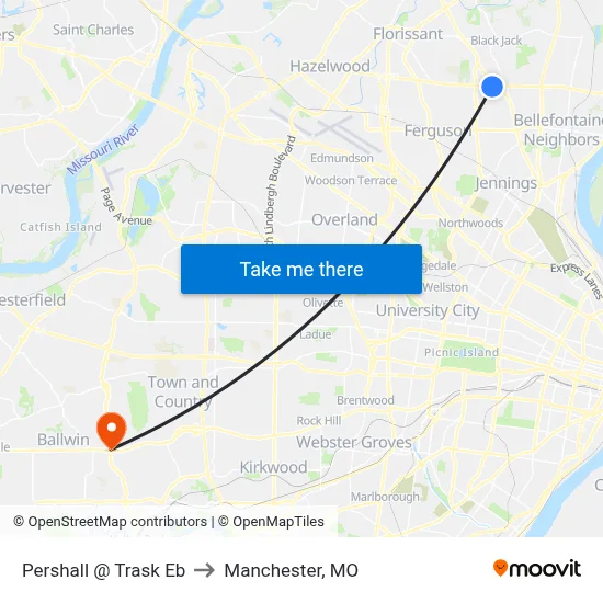 Pershall @ Trask Eb to Manchester, MO map