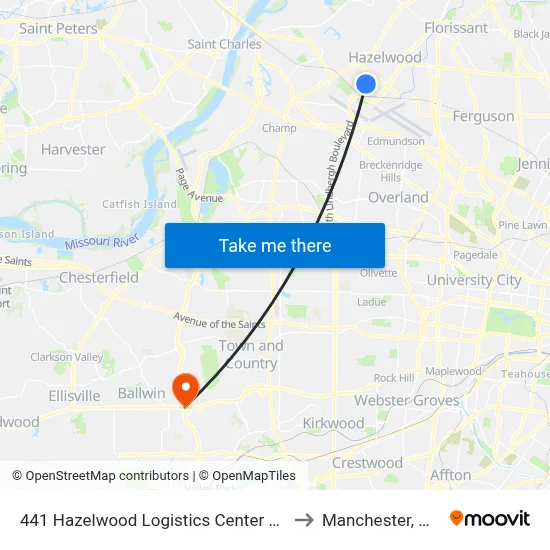 441 Hazelwood Logistics Center Wb to Manchester, MO map
