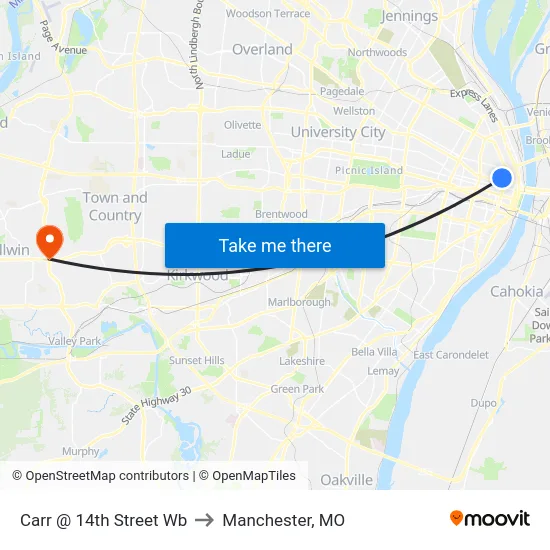 Carr @ 14th Street Wb to Manchester, MO map