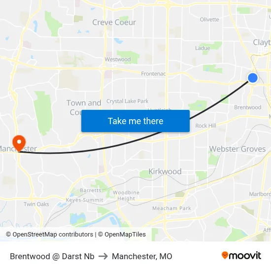 Brentwood @ Darst Nb to Manchester, MO map