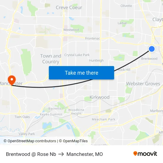 Brentwood @ Rose Nb to Manchester, MO map