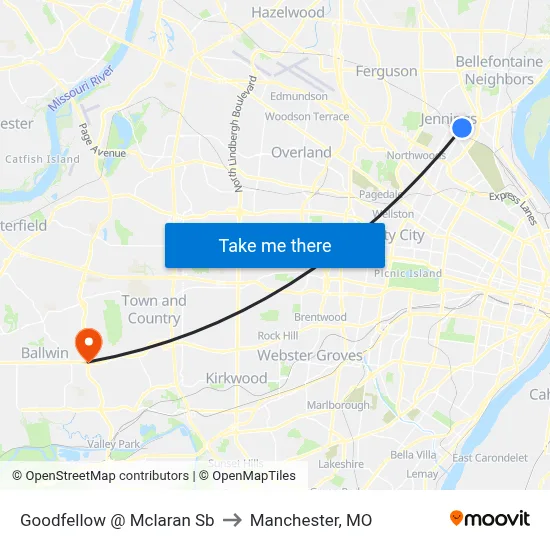 Goodfellow @ Mclaran Sb to Manchester, MO map