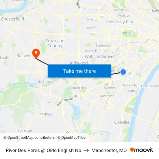 River Des Peres @ Olde English Nb to Manchester, MO map