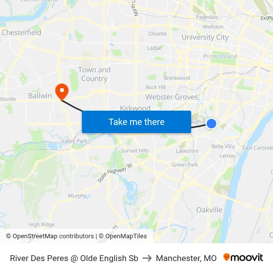 River Des Peres @ Olde English Sb to Manchester, MO map