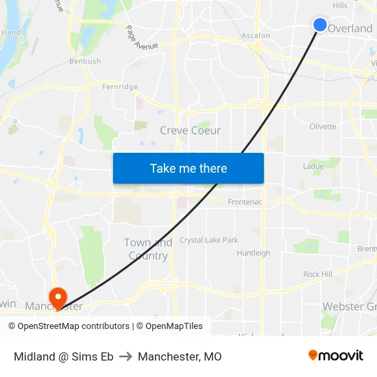 Midland @ Sims Eb to Manchester, MO map