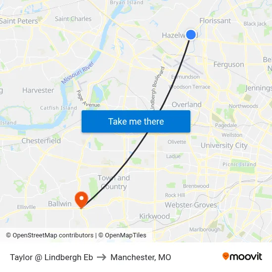 Taylor @ Lindbergh Eb to Manchester, MO map