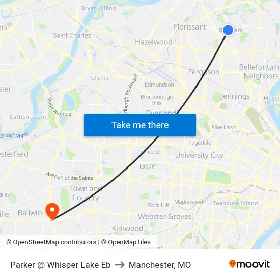 Parker @ Whisper Lake Eb to Manchester, MO map