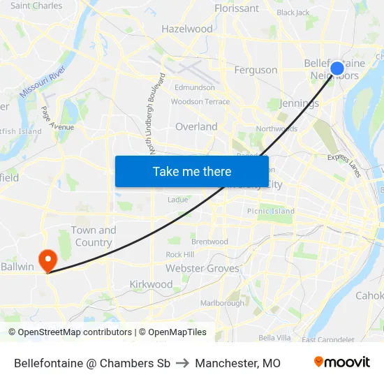Bellefontaine @ Chambers Sb to Manchester, MO map