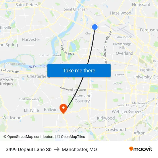 3499 Depaul Lane Sb to Manchester, MO map