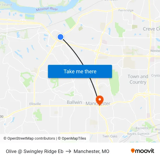 Olive @ Swingley Ridge Eb to Manchester, MO map