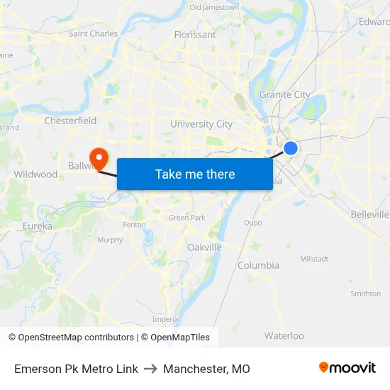 Emerson Pk Metro Link to Manchester, MO map