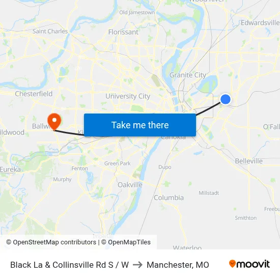 Black La & Collinsville Rd S / W to Manchester, MO map