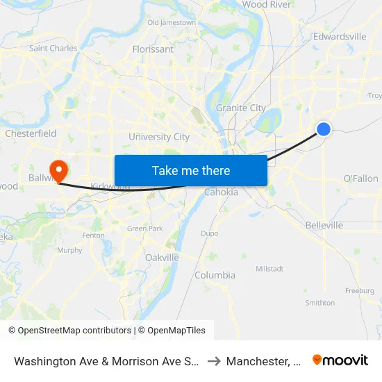 Washington Ave & Morrison Ave S / W to Manchester, MO map