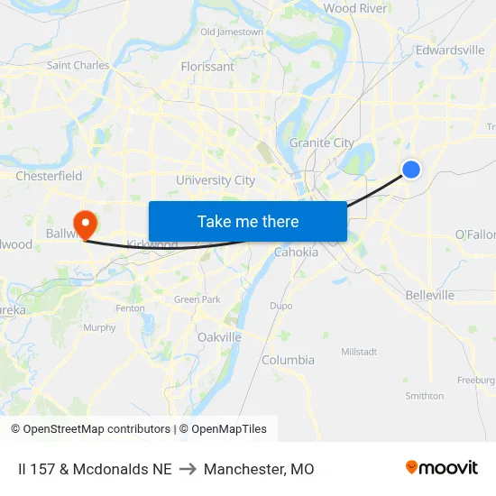 Il 157 & Mcdonalds NE to Manchester, MO map