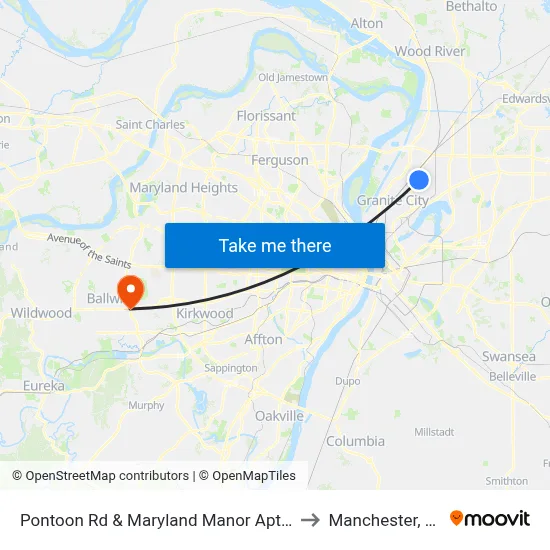 Pontoon Rd & Maryland Manor Apts NE to Manchester, MO map