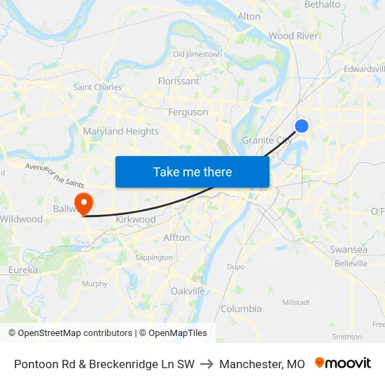 Pontoon Rd & Breckenridge Ln SW to Manchester, MO map