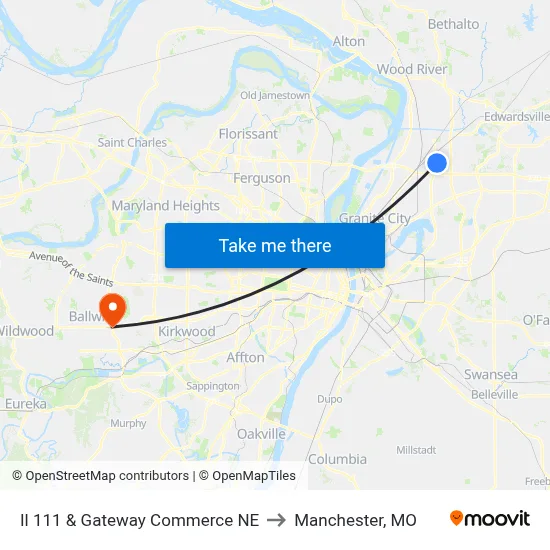 Il 111 & Gateway Commerce NE to Manchester, MO map