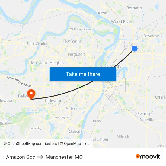 Amazon Gcc to Manchester, MO map