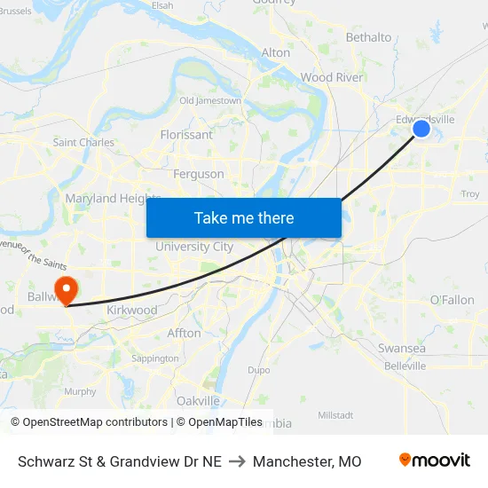 Schwarz St & Grandview Dr NE to Manchester, MO map
