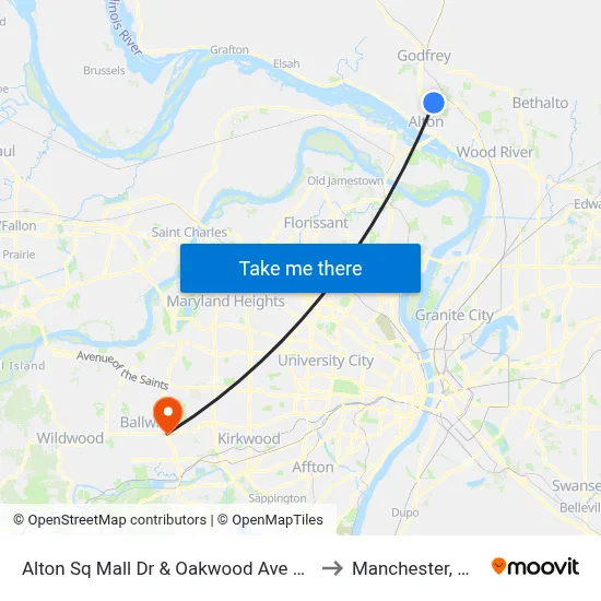 Alton Sq Mall Dr & Oakwood Ave SW to Manchester, MO map