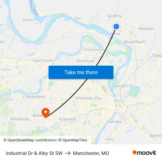 Industrial Dr & Alby St SW to Manchester, MO map