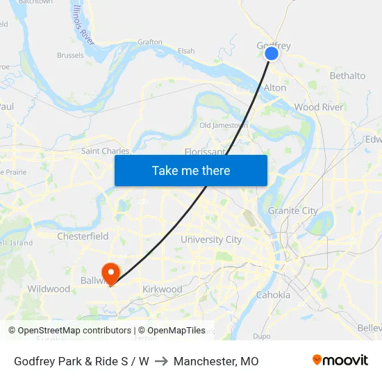 Godfrey Park & Ride S / W to Manchester, MO map