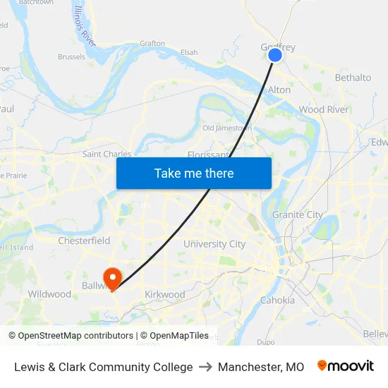 Lewis & Clark Community College to Manchester, MO map