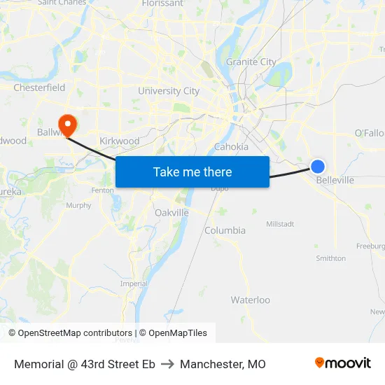 Memorial @ 43rd Street Eb to Manchester, MO map