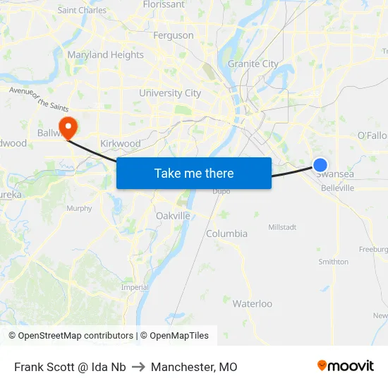 Frank Scott @ Ida Nb to Manchester, MO map