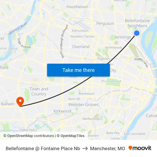 Bellefontaine @ Fontaine Place Nb to Manchester, MO map