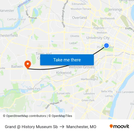 Grand @ History Museum Sb to Manchester, MO map