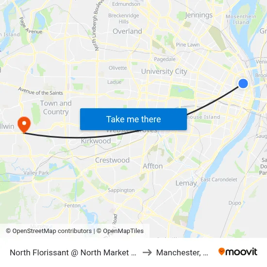 North Florissant @ North Market Nb to Manchester, MO map