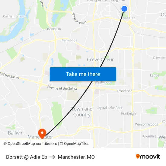 Dorsett @ Adie Eb to Manchester, MO map