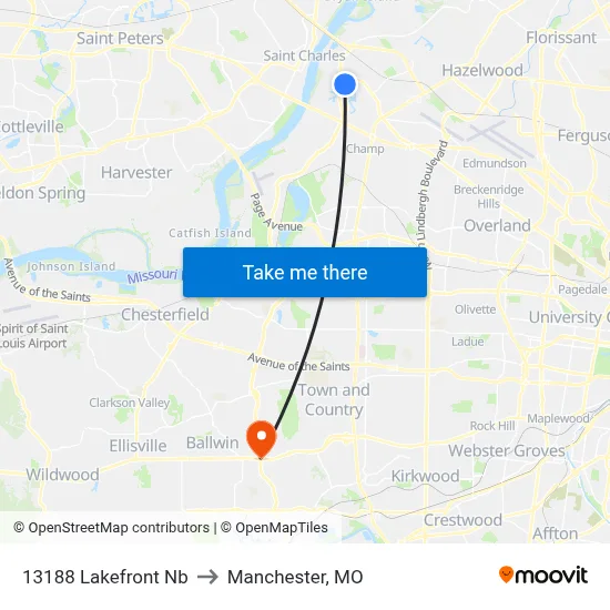 13188 Lakefront Nb to Manchester, MO map