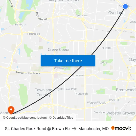 St. Charles Rock Road @ Brown Eb to Manchester, MO map