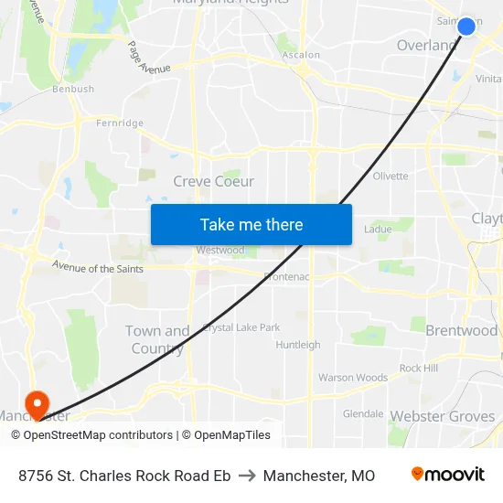 8756 St. Charles Rock Road Eb to Manchester, MO map
