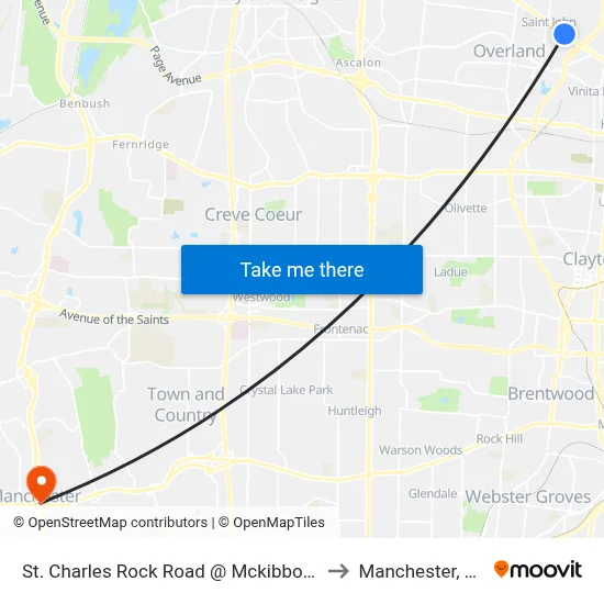St. Charles Rock Road @ Mckibbon Eb to Manchester, MO map