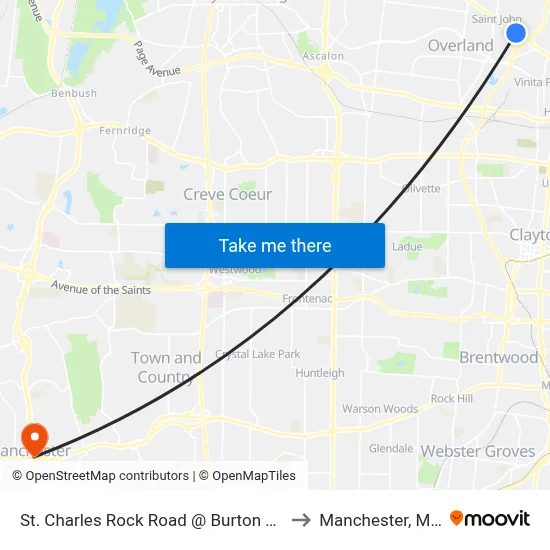 St. Charles Rock Road @ Burton Eb to Manchester, MO map