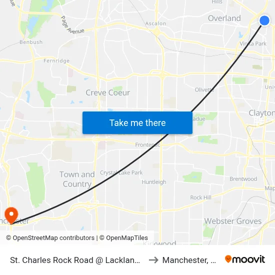 St. Charles Rock Road @ Lackland Eb to Manchester, MO map
