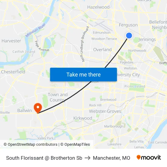 South Florissant @ Brotherton Sb to Manchester, MO map