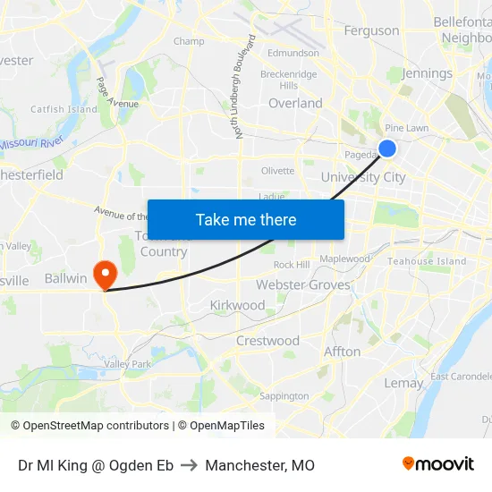 Dr Ml King @ Ogden Eb to Manchester, MO map