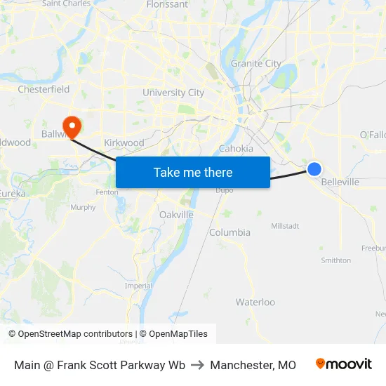 Main @ Frank Scott Parkway Wb to Manchester, MO map