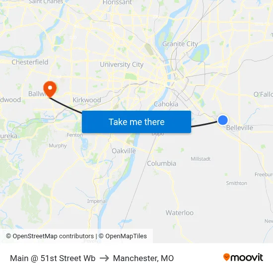 Main @ 51st Street Wb to Manchester, MO map