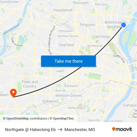 Northgate @ Habecking Eb to Manchester, MO map